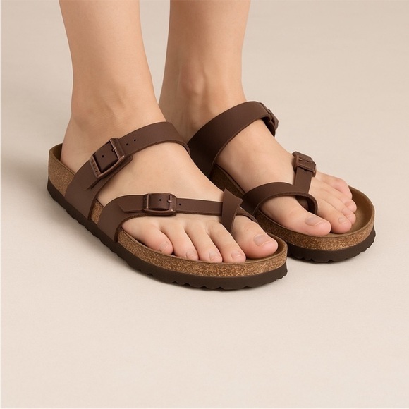 Birkenstock Shoes - Birki’s by Birkenstocks Fuji Birko-flor pebble grain brown natural cork size 7